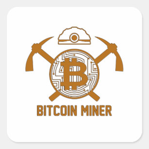Sticker Carré Mineur Bitcoin