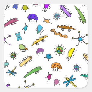 Sticker Carré Mini Bugs et Mini Beasts