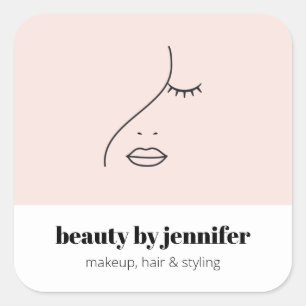 Sticker Carré Mini-esthétique Visage Logo Maquillage Artiste Ros