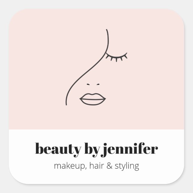 Sticker Carré Mini-esthétique Visage Logo Maquillage Artiste Ros (Devant)