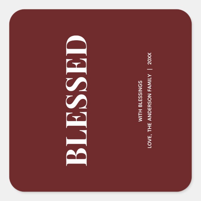 Sticker Carré Minimal BLESSED | Deep Red Holiday (Devant)