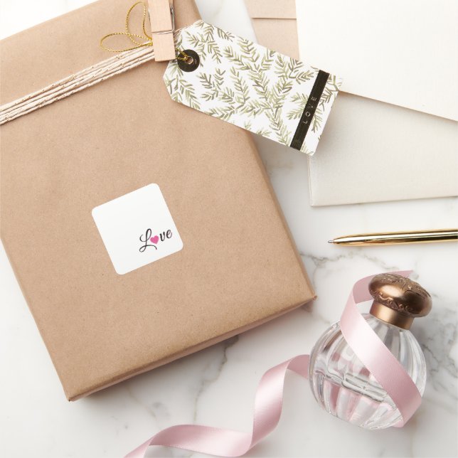 Sticker Carré Minimal Dotted Heart Design (Cadeaux)