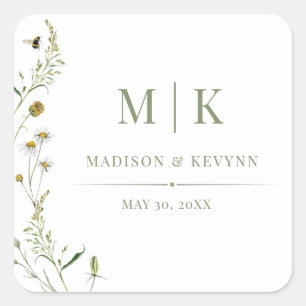 Sticker Carré Minimal et chic   Serviettes Mariages florales