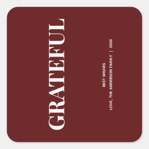 Sticker Carré Minimal GRATEFUL   Deep Red Holiday