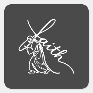 Sticker Carré Minimal Jesus Carrying Cross of Faith Christian