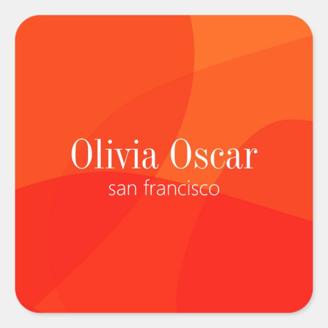 Sticker Carré Minimal unique rouge orange Abstrait Art Creative (Devant)