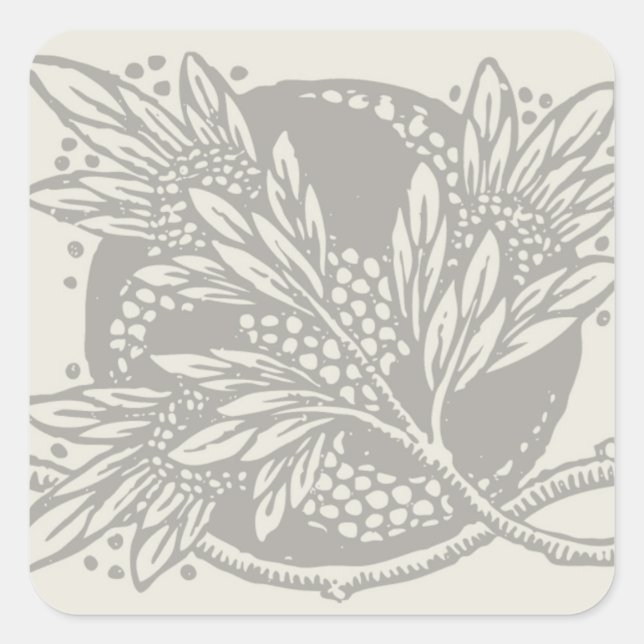 Sticker Carré minimalisme floral Art nouveau (Devant)