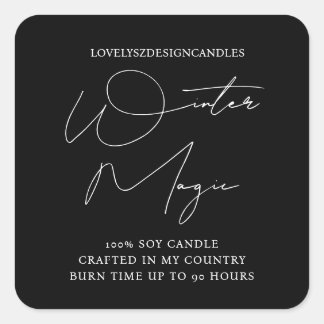 Sticker Carré Minimalist Black Candle Product Label