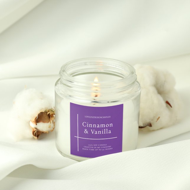 Sticker Carré Minimalist Purple Candle Product Label (Créateur téléchargé)