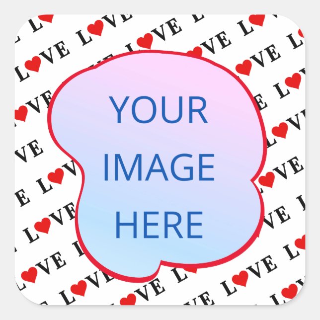 Sticker Carré Minimaliste d'AMOUR blanc (Devant)