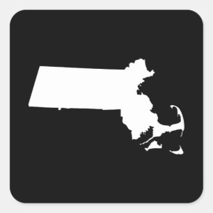 Sticker Carré Minimaliste Massachusetts noir et blanc