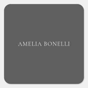 Sticker Carré Minimaliste Professional Plain Ajouter un nom Grey
