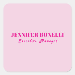 Sticker Carré Minimaliste rose tendance personnalisé nom personn