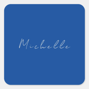 Sticker Carré Minimaliste tendance moderne écrit à la main bleu