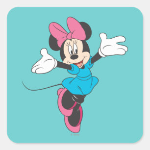 Sticker Carré Minnie bleue Qui saute
