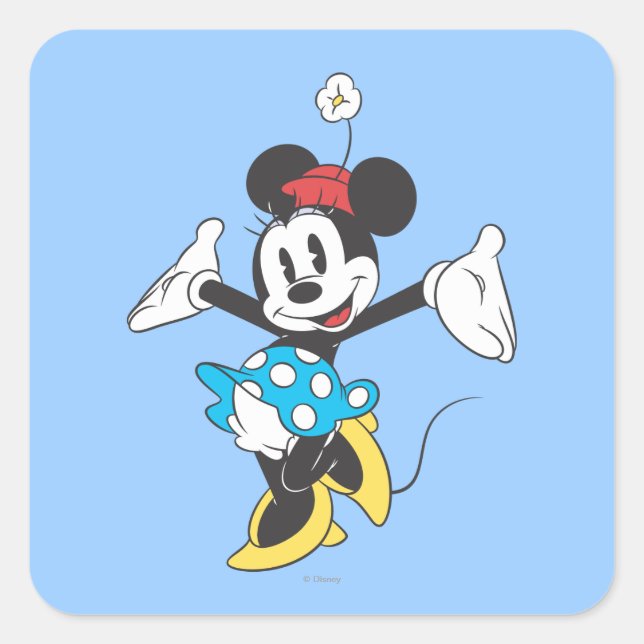 Sticker Carré Minnie classique | Excité (Devant)