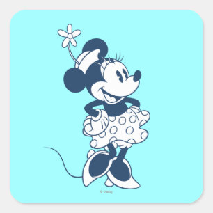Sticker Carré Minnie classique Teinte bleue