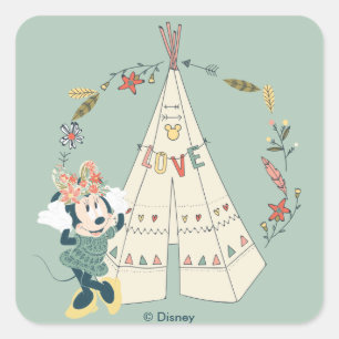 Sticker Carré Minnie Mouse Amusement de fête