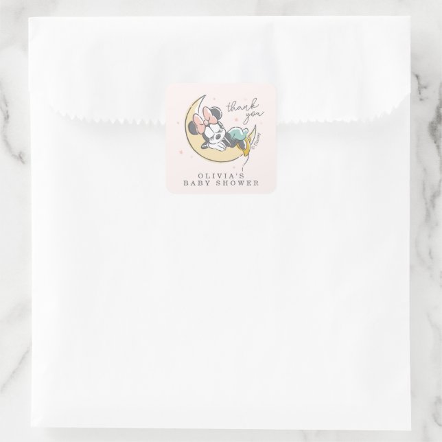 Sticker Carré Minnie Mouse | Au-dessus de la lune - Baby shower  (Sac)