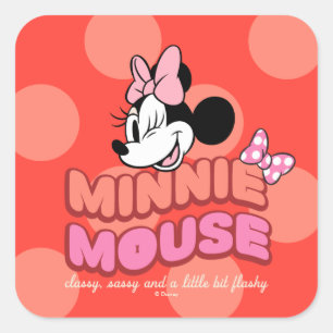 Sticker Carré Minnie Mouse Élégante, Chic et Flashy