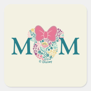 Sticker Carré Minnie Mouse Icône Florale - Bonne Fête des Mères