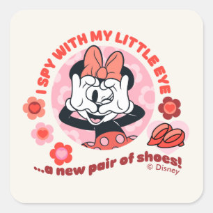Sticker Carré Minnie Mouse Je vois avec mon petit œil…