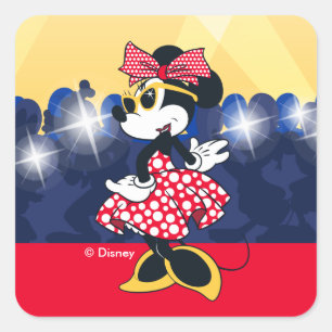 Sticker Carré Minnie Mouse La vedette d'Hollywood
