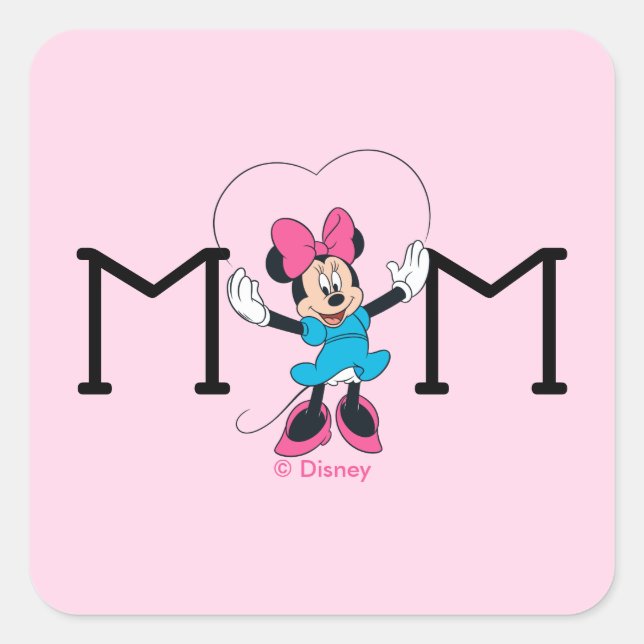 Sticker Carré Minnie Mouse - Maman, Je T'Aime Tant ! (Devant)