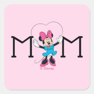 Sticker Carré Minnie Mouse - Maman, Je T'Aime Tant !
