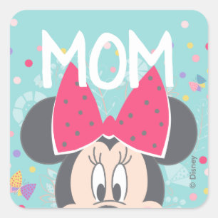 Sticker Carré Minnie Mouse Peeking - Bonne fête des mères