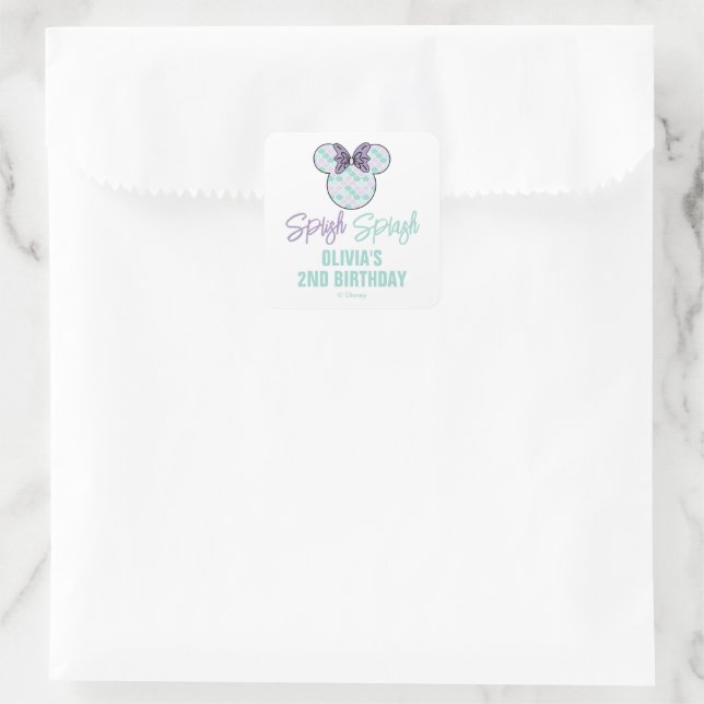 Sticker Carré Minnie Mouse | Turquoise et mauve sirène Anniversa (Sac)