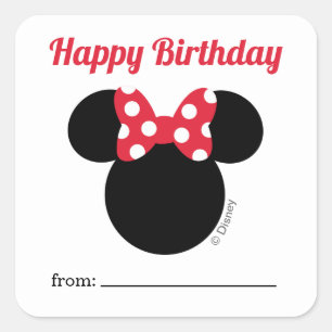 Sticker Carré Minnie Mouse Un cadeau de - Anniversaire