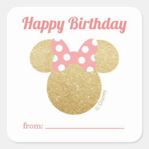 Sticker Carré Minnie Mouse   Un cadeau de - Anniversaire