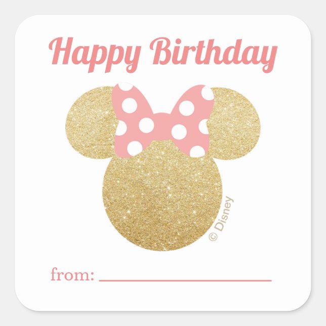 Sticker Carré Minnie Mouse | Un cadeau de - Anniversaire (Devant)