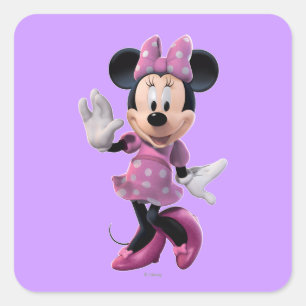 Sticker Carré Minnie rose Pose mignonne