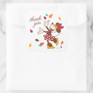 Sticker Carré Minnie Souris Automne Harvest Anniversaire Merci