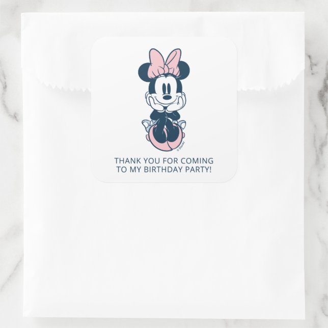 Sticker Carré Minnie Souris rose et bleu 1er anniversaire | MERC (Sac)