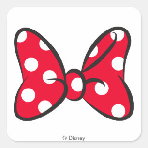 Sticker Carré Minnie tendance Nœud à pois rouges