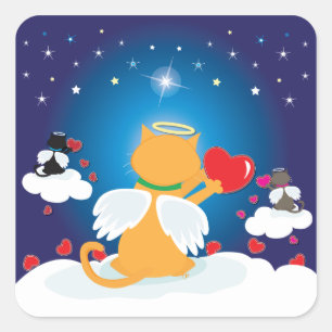 Sticker Carré Minous d'ange - avec amour de ciel
