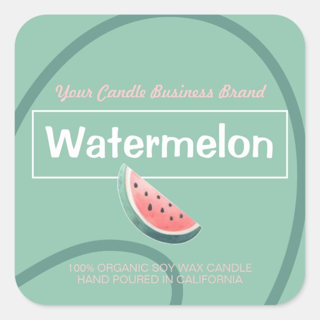 Sticker Carré Mint Watermelon Cute Style Chandelles modernes Éti (Devant)