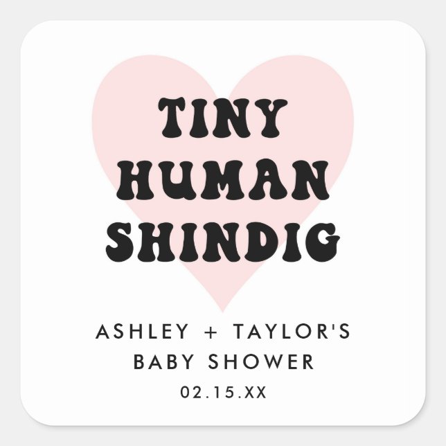 Sticker Carré Minuscule Humain Shindig Baby shower moderne Favor (Devant)