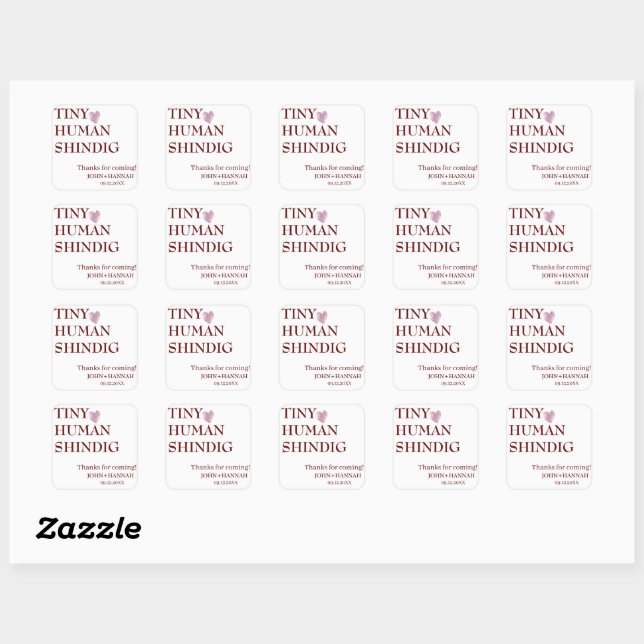 Sticker Carré Minuscule Humain Shindig Funny Baby shower Co-ed (Feuille)