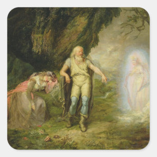 Sticker Carré Miranda, Prospero et Ariel, "de la tempête" par
