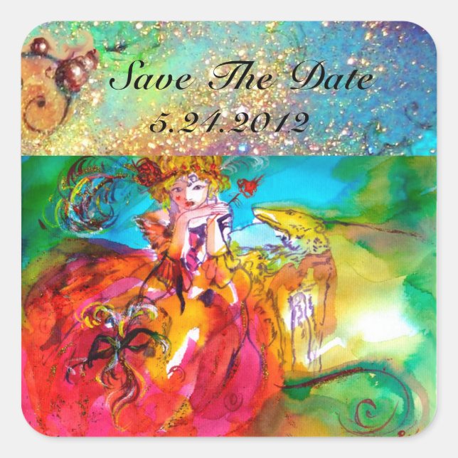 Sticker Carré MIRANDOLINA, rose, jaune fuchsia (Devant)