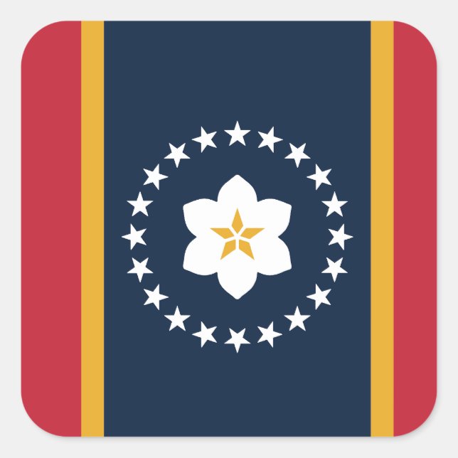 Sticker Carré Mississippi : Le drapeau de l'État américain de Ma (Devant)