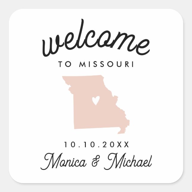 Sticker Carré MISSOURI State Destination Mariage N'IMPORTE QUELL (Devant)