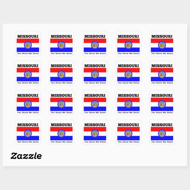 Sticker Carré Missouri, The Show Me State, (Feuille)