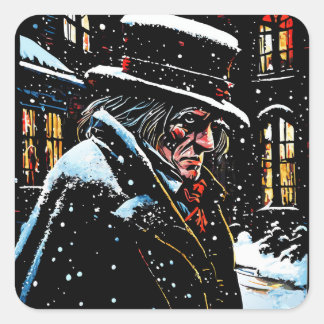 Sticker Carré Mister Ebenezer Scrooge Noël victorien