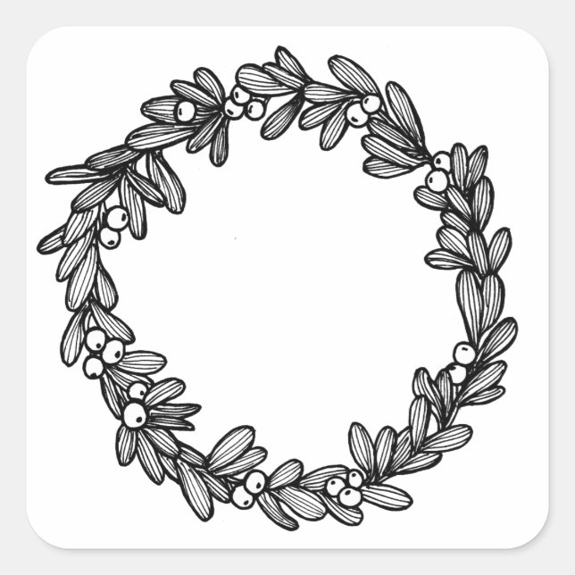 Sticker Carré Mistletoe Wreath (Devant)