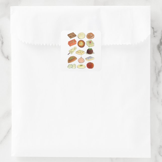 Sticker Carré Mithai Indian Sweets confiserie Desserts Inde (Sac)